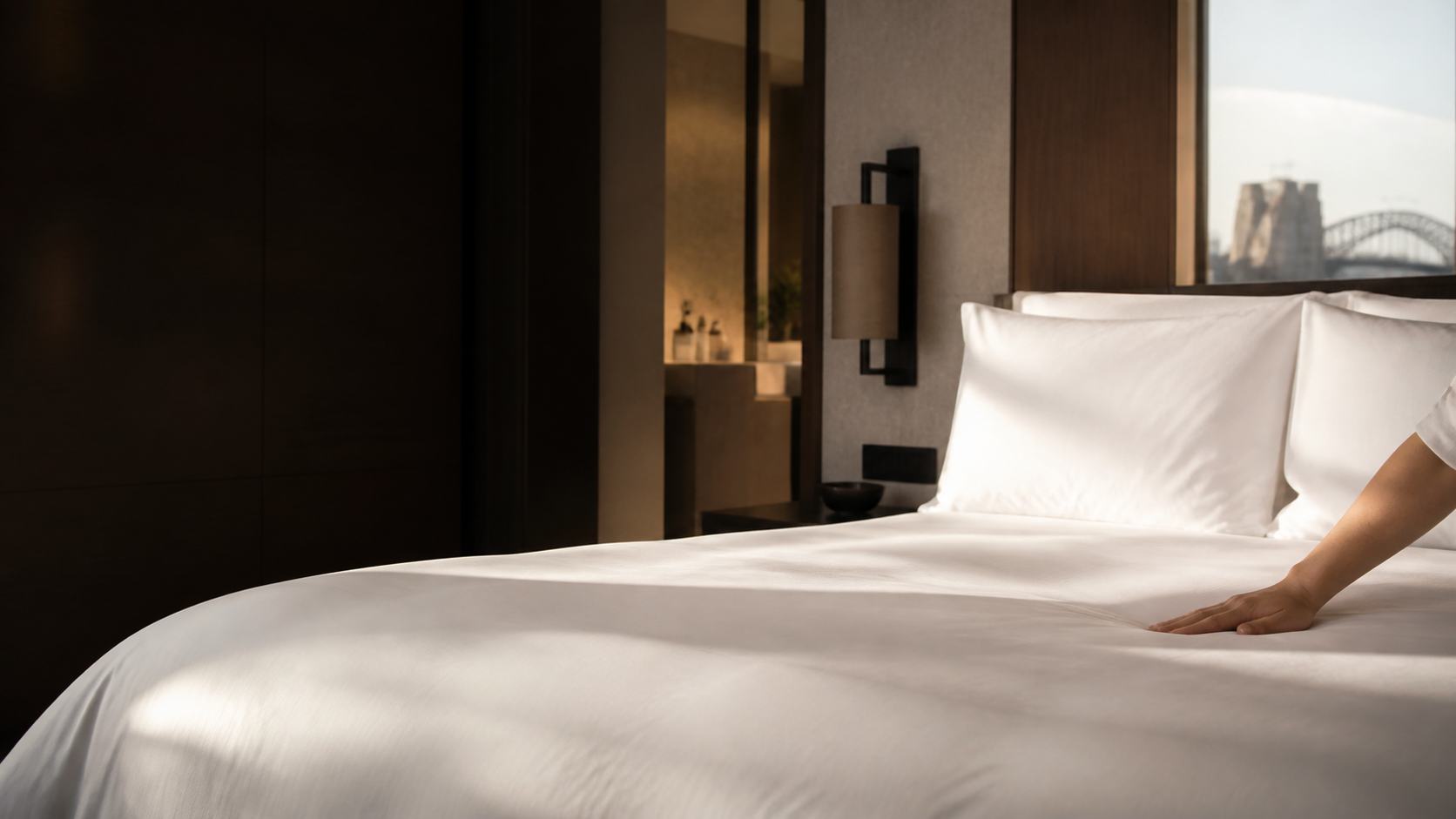 Hotel linen being prepared with care